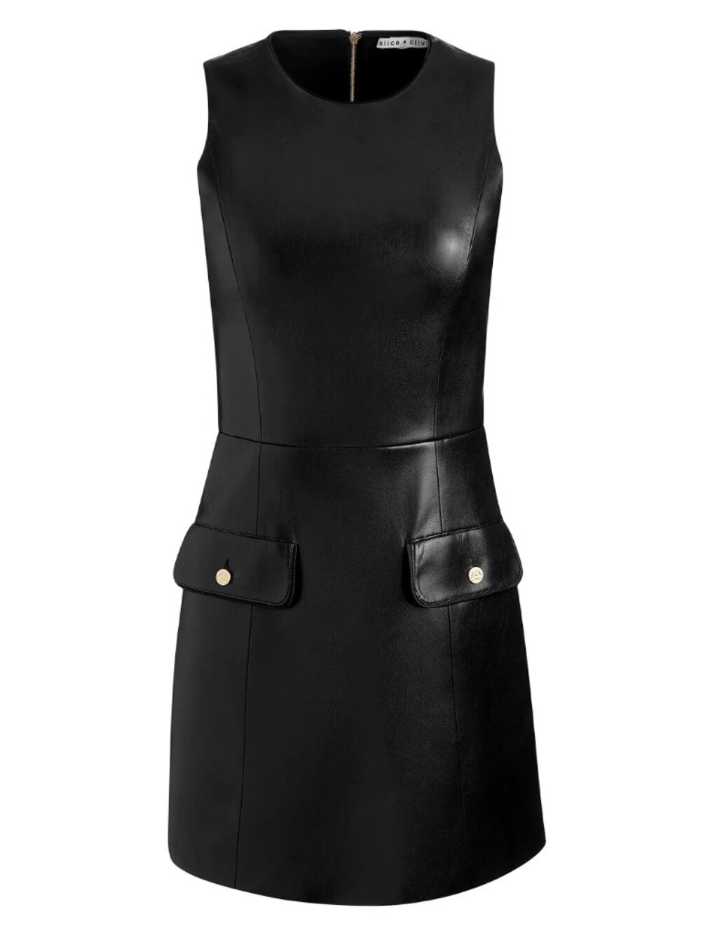 ALICE + OLIVIA  Marcella Faux-Leather Minidress Size 10 (runs small) NWT - Picture 5 of 15